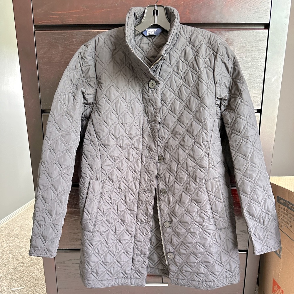 LANDS END black quilted jacket, small